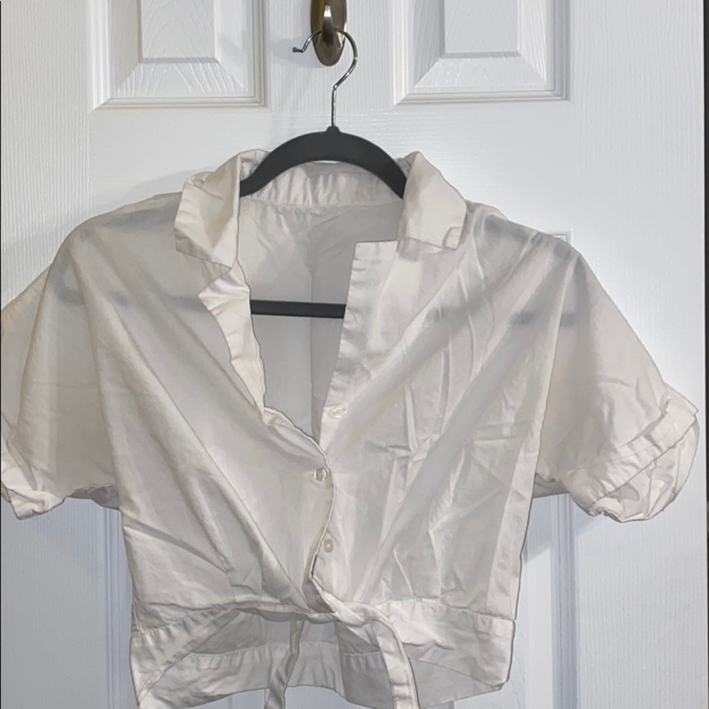 Tie and button up crop top